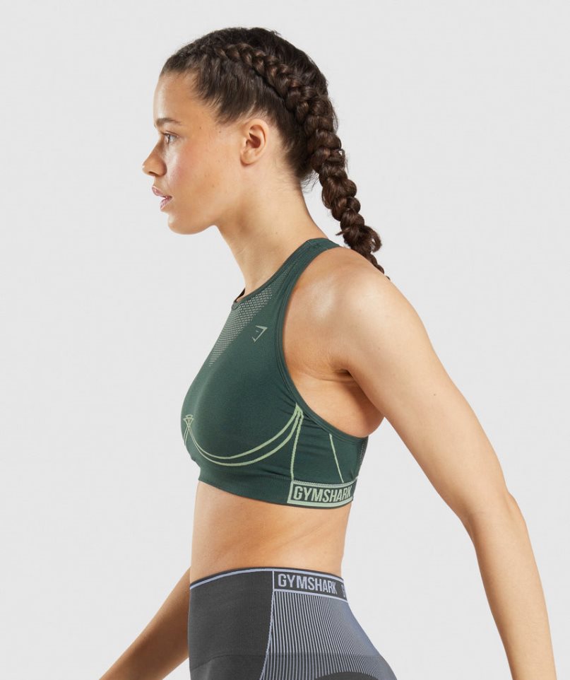 Women's Gymshark Apex Seamless Sports Bra Green | CA 87N53D